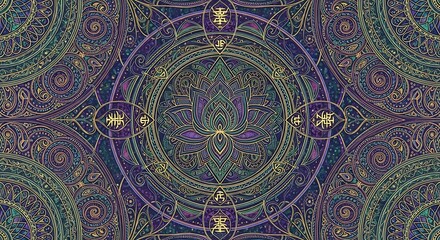 Intricate mandala design with geometric patterns.