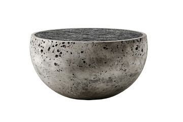 Gray concrete bowl with black speckles isolated on white background