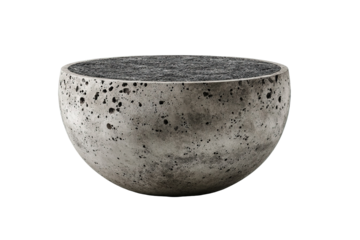 Gray concrete bowl with black speckles isolated on white background