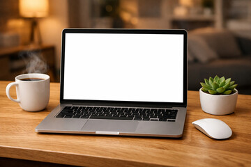 Fototapeta premium Blank computer display for website or app design presentation in a professional environment
