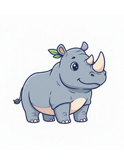 Fototapeta premium Cartoon rhinoceros on a white background 