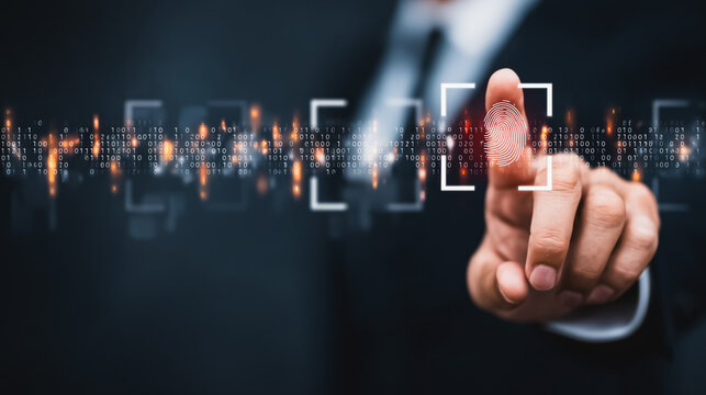 Fingerprint Scanning Authentication, Cyber Security, and Biometric Identity Access Control Technology - Powered by Adobe