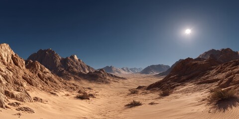 Naklejka premium Desert adventure wadi rum hdr panorama landscape daylight