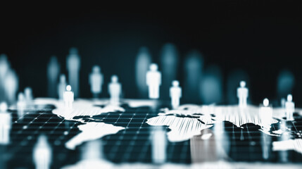 Global People Network and Population Distribution on World Map Visualization