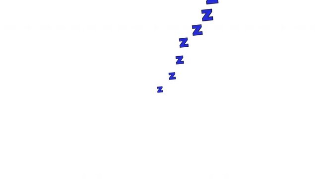 Zzz sleeping symbol floating 2D cartoon object animation. Tiredness resting. Bedtime relaxation. Sleepy emoji motion. Snooze nap. Doze asleep animated flat colorful item 4K video isolated on white