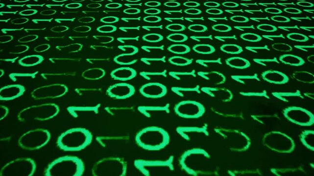 Green Binary Code Data Stream Background Loop