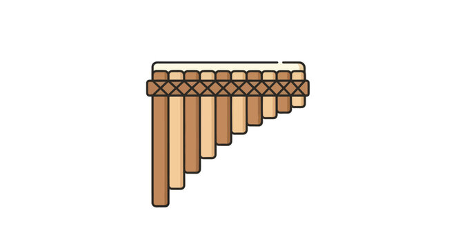 Traditional Wooden Pan Flute Musical Instrument Illustration.