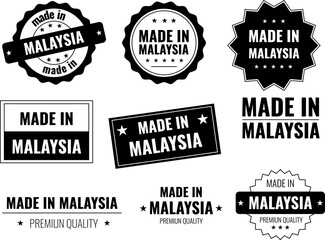 Icons set for Made in Malaysia labels showing product emblems commonly found in Malaysia