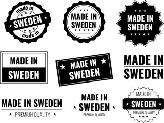 Fototapeta premium Icons showing made in Sweden labels for products with different designs and styles for emblems