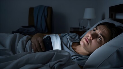  a young woman Anxiety at Night man in the bad  high quality stock image file JPG ,,,,,,