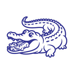 Mother Alligator with Baby in Mouth Cartoon Illustration