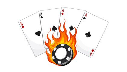 Obraz premium Burning Aces with Casino Chip