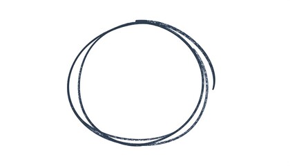 A simple, abstract drawing of two slightly imperfect concentric circles, created with a textured, charcoal-like effect on a white background
