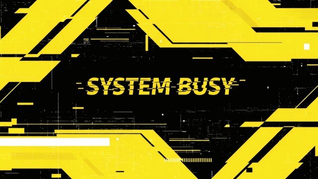Futuristic System Busy Warning Alert with Yellow Neon Lights. - Powered by Adobe