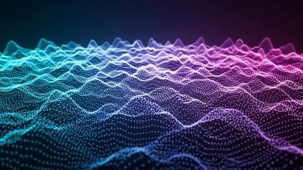Neon colored waveform digital pattern background.