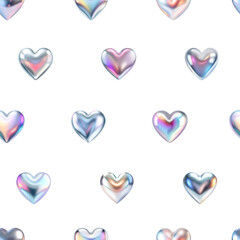 3d heart seamless pattern. Valentine's day heart texture on pink background