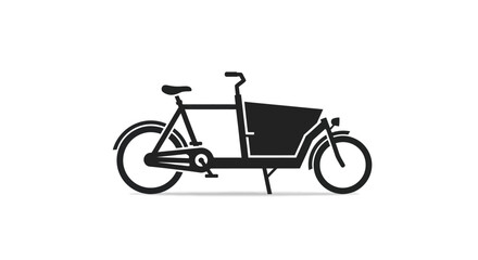Black silhouette of a modern cargo bike with a front box.