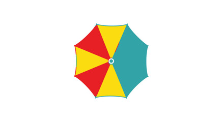 Colorful Beach Umbrella with Red Yellow and Teal Sections.