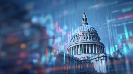 Elegant Dome Architecture with Stock Market Analytics Overlaid for Modern Financial Insights