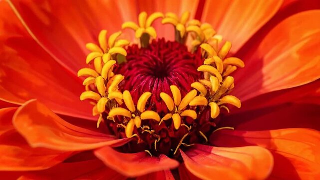 Vibrant orange zinnia flower with detailed petals and a contrasting center, isolated.