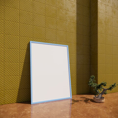 Parete e pavimento colorati con quadro sfondo bianco