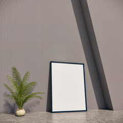 Parete e pavimento colorati con quadro sfondo bianco