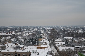 Snow Covered Suburban Cityscape
