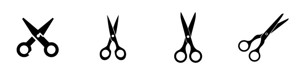 Scissors in various styles displayed on a simple background for