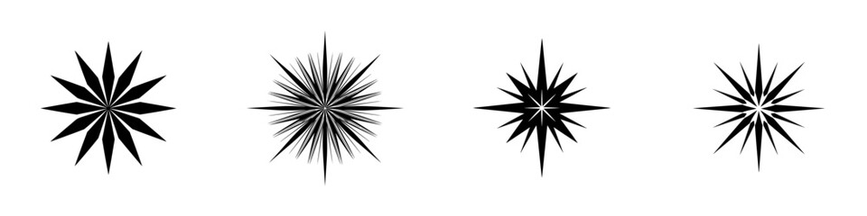 Fototapeta premium Various star shapes are arranged in a row with different designs and