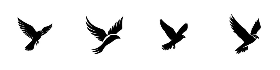 Obraz premium Different bird shapes in flight with no details about specific