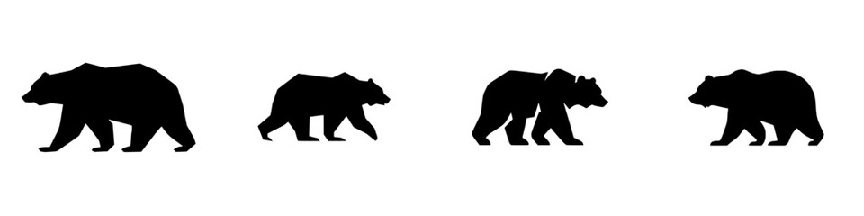 Fototapeta premium Different sizes of bears walking in a sequence showing growth and
