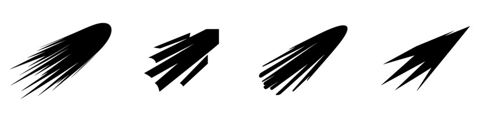 Shapes and lines cut through space in a sequence showing motion and