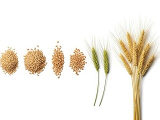 Fototapeta premium Wheat grain development stages from plant to harvest