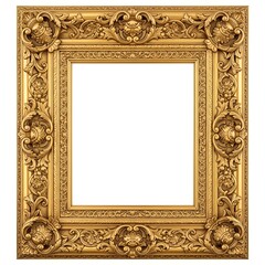 Obraz premium Ornate Gilded Antique Picture Frame with Intricate Carvings and Decorative Embellishments.