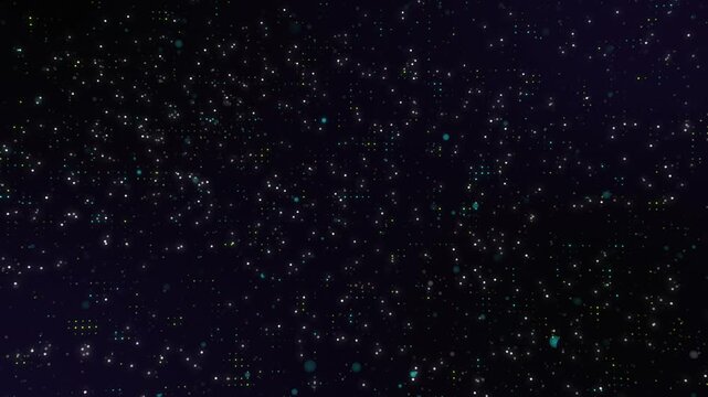Dark abstract digital particle background with floating data points loop