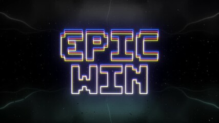 Epic win Neon text with retro background - Powered by Adobe