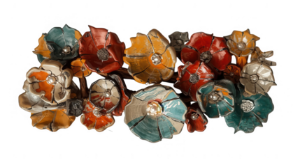 Vibrant metal flowers art installation kinara 3d contemporary indoor close-up decorative sculpture