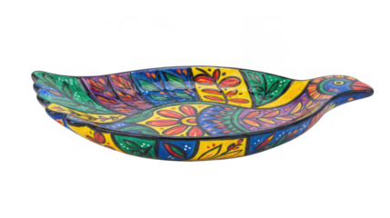 Vibrant kinara 3d decorative bird plate home decor artistic design colorful environment side view cultural concept