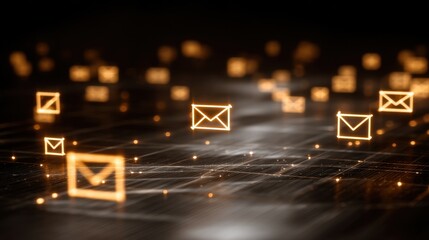 Virtual Connections with Email Symbols on a Modern Grid Background
