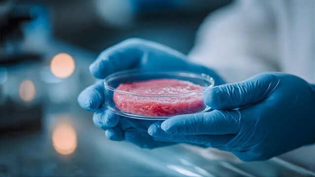 future Lab grown Meat, Super healthy Lab grown tested meat alternative meat food 