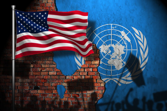 relation between american and united nations on grunge background