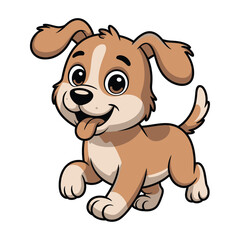 Obraz premium A cheerful cartoon puppy with brown fur and a happy expression is playfully depicted here.