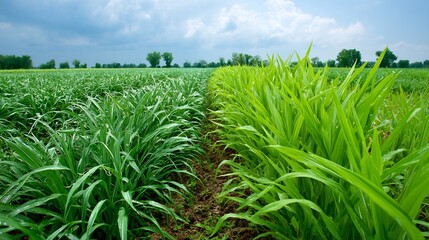 Agriculture field balanced crop growth and minimal environmental impact sustainable farming approach