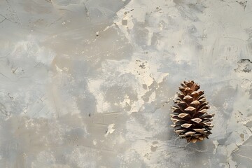 Minimal Autumn Still Life Background with Pine Cone and Copy Space