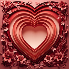 Multilayer paper heart with depth effect.