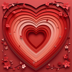 Multilayer paper heart with depth effect.
