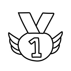 hand drawn reward line icon on white background