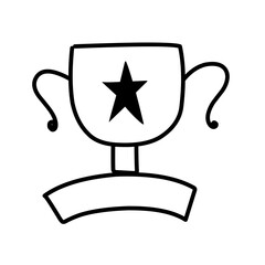 hand drawn reward line icon on white background