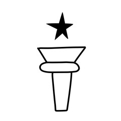 hand drawn reward line icon on white background