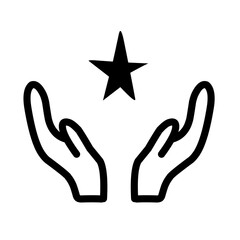 hand drawn reward line icon on white background